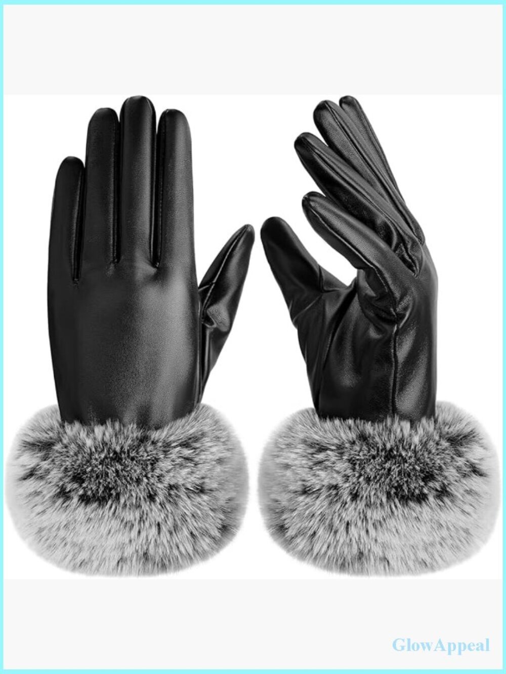 Women's PU Leather Gloves with Fur Cuff Touchscreen Winter Driving